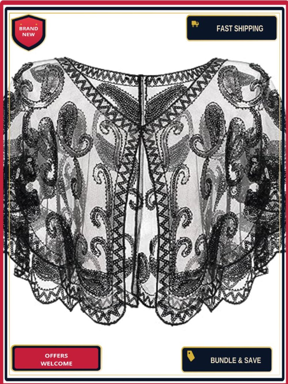1920s Sequin Beaded Shawl Wrap for Evening Dresses